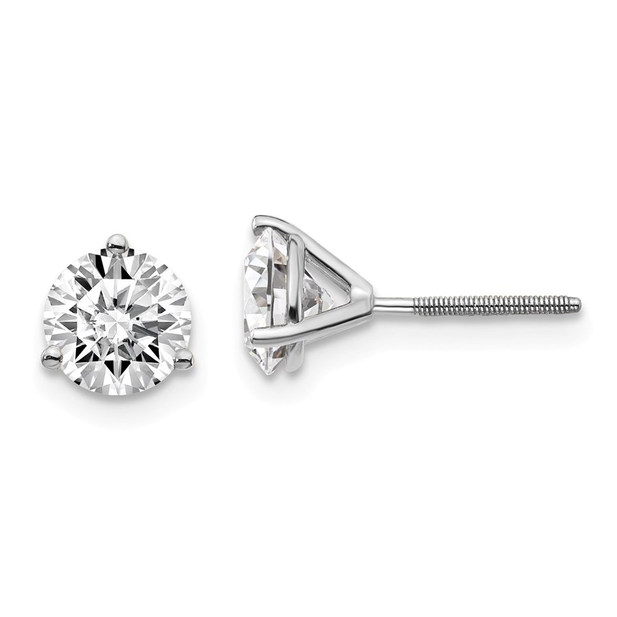14k White Gold 1 1/2ct Lab Grown Diamond 3-Prong Earring