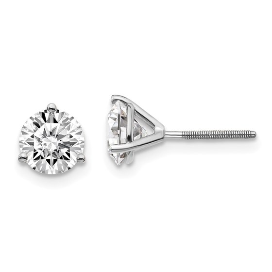 14k White Gold 1 1/2ct Lab Grown Diamond 3-Prong Earring 14k White Gold 1 1/2ct Lab Grown Diamond 3-Prong Earring