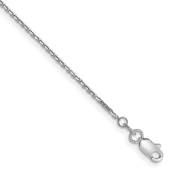14K White Gold 1.2mm D/C Cable Chain - 10 in.
