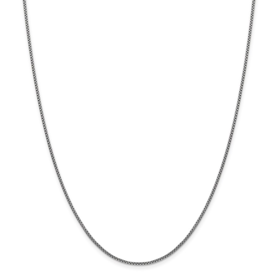 14k White Gold 1.5 mm Hollow Round Box Chain Necklace - 18 in.