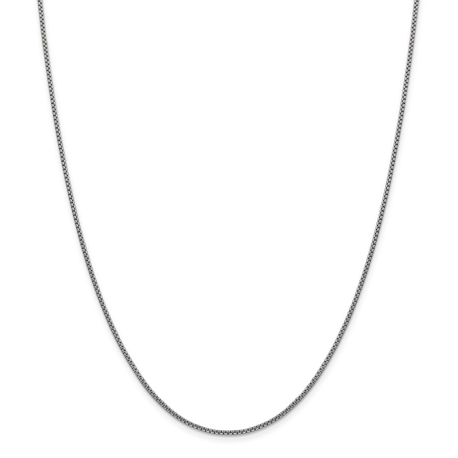 14k White Gold 1.5 mm Hollow Round Box Chain Necklace - 18 in.