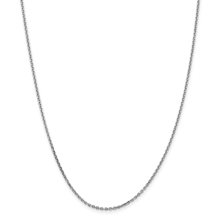 14k White Gold 1.65 mm Solid Diamond Cut Cable Chain - 22 in.
