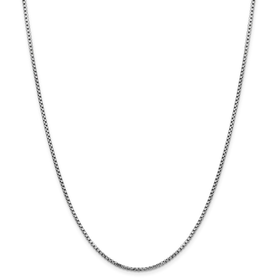14k White Gold 1.75 mm Round Box Chain Necklace - 24 in.