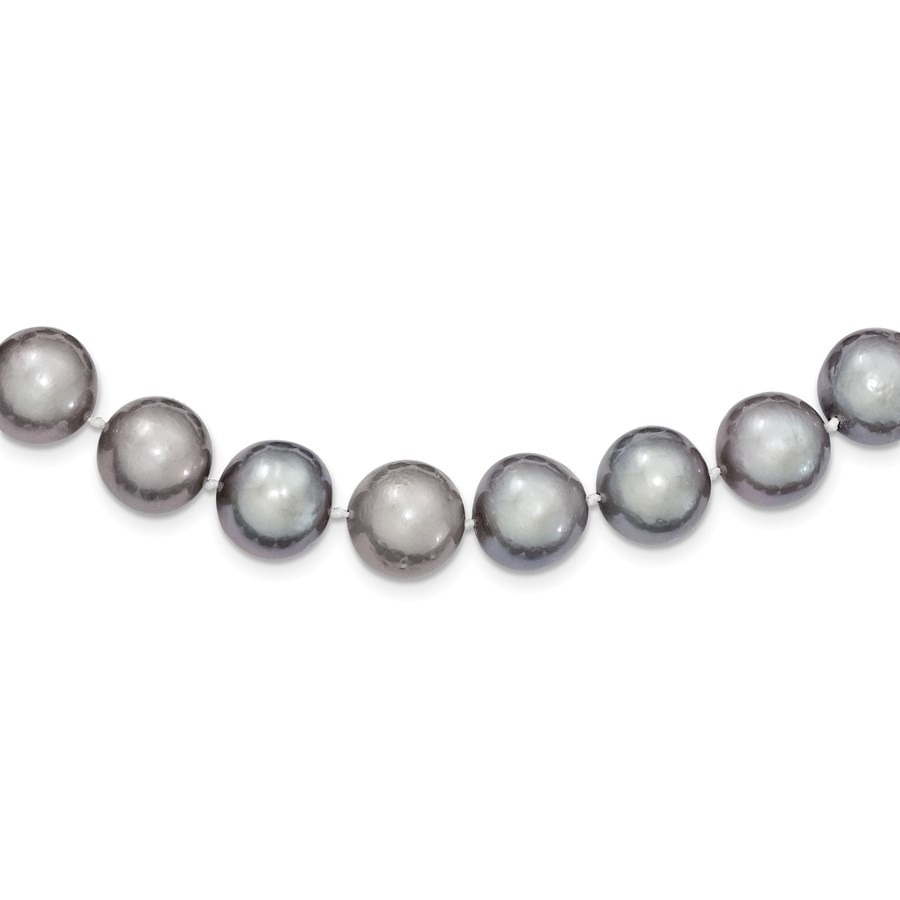 14k White Gold 11-12 mm Cultured Grey Pearl Fancy Necklace