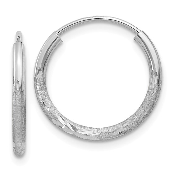14k White Gold 14 mm Endless Hoop Earrings