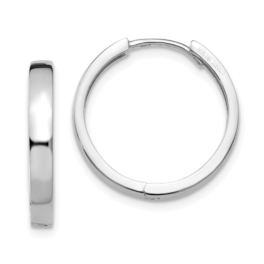 14k White Gold 15 mm Hinged Earrings