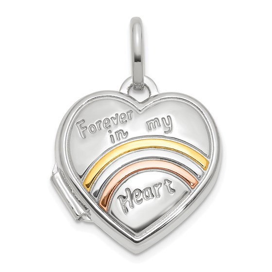 14K White Gold 15mm FOREVER IN MY HEART Heart Locket - 21 mm 14K White Gold 15mm FOREVER IN MY HEART Heart Locket - 21 mm