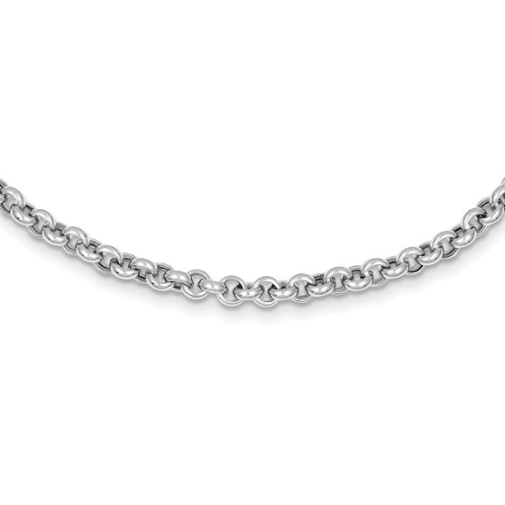 14K White Gold 18in 5mm Fancy Rolo Link Necklace - 18 in. 14K White Gold 18in 5mm Fancy Rolo Link Necklace - 18 in.