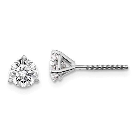 14k White Gold 1ct Cert. Lab Grown Diamond 3-Prong Earring 14k White Gold 1ct Cert. Lab Grown Diamond 3-Prong Earring