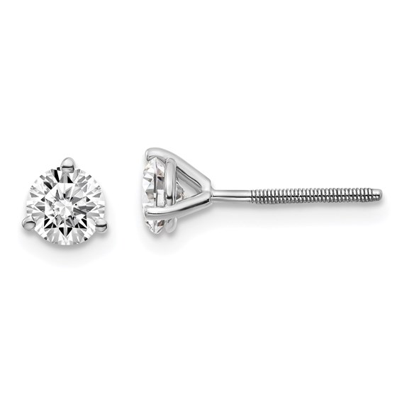 14k White Gold 2/3ct Lab Grown Diamond 3-Prong Earring