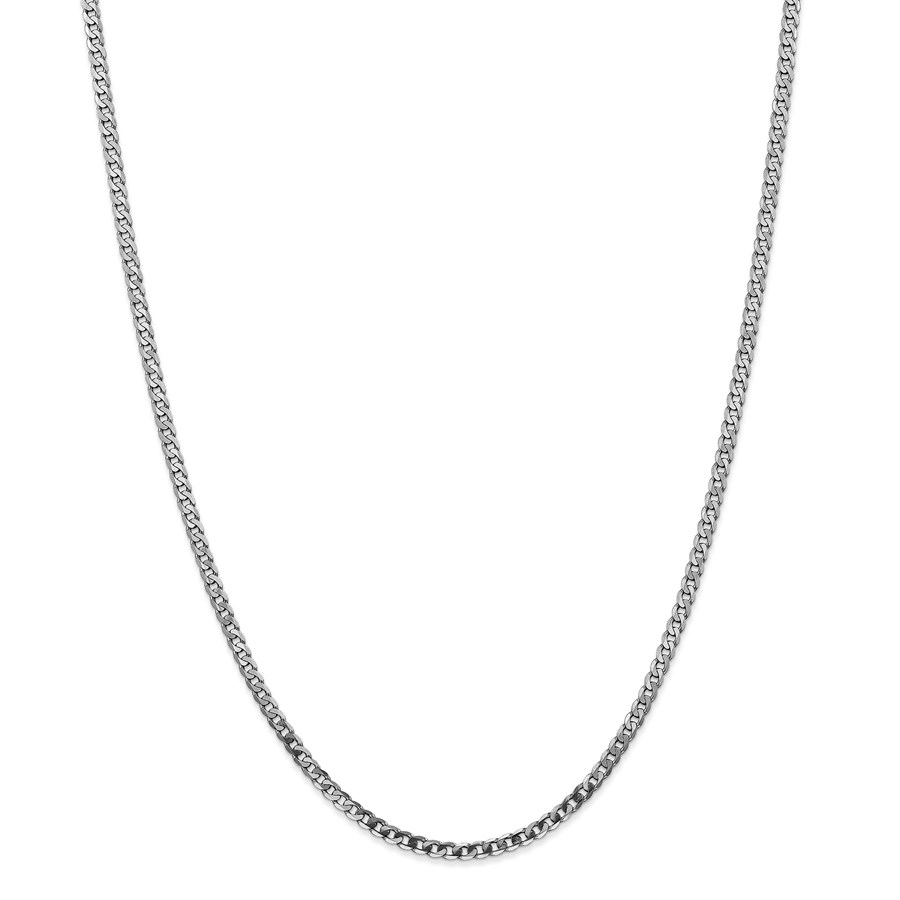 14k White Gold 2.9 mm Flat Curb Chain Necklace - 24 in.