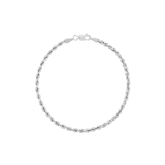 14K White Gold 2.9 mm Rope Chain w/ Lobster Clasp - 8 in. 14K White Gold 2.9 mm Rope Chain w/ Lobster Clasp - 8 in.