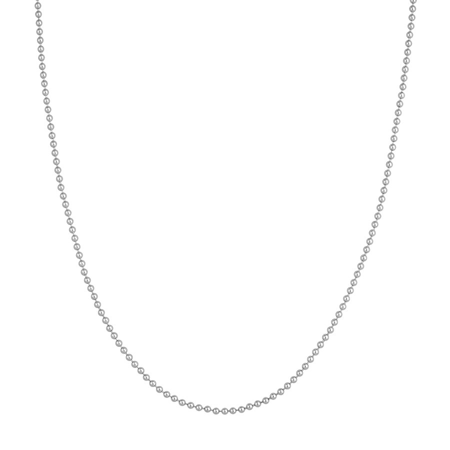 14K White Gold 2 mm Bead Chain w/ Lobster Clasp - 24 in.