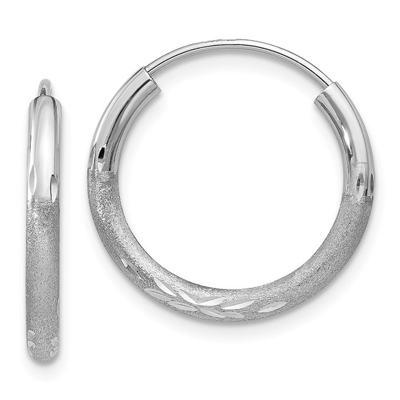 14k White Gold 2 mm Diamond-cut Endless Hoop Earrings 14k White Gold 2 mm Diamond-cut Endless Hoop Earrings