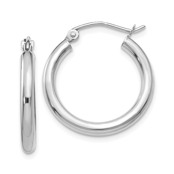 14k White Gold 20 mm Round Hoop Earrings 14k White Gold 20 mm Round Hoop Earrings