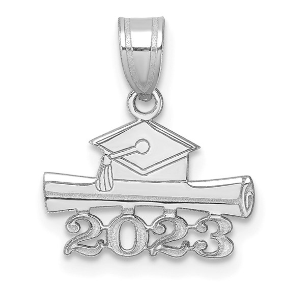 14K White Gold 2023 Graduation Cap and Diploma Charm - 16.4 mm 14K White Gold 2023 Graduation Cap and Diploma Charm - 16.4 mm