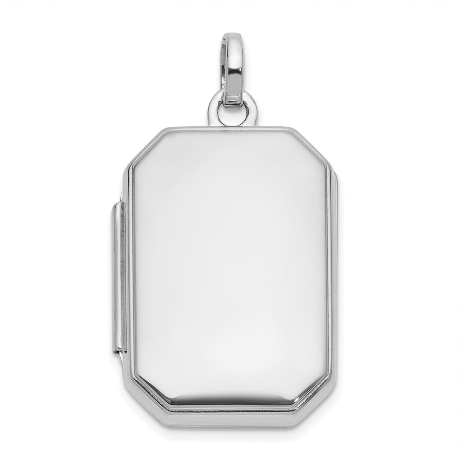 14K White Gold 20x15mm Curved Rectangle Locket - 26.75 mm