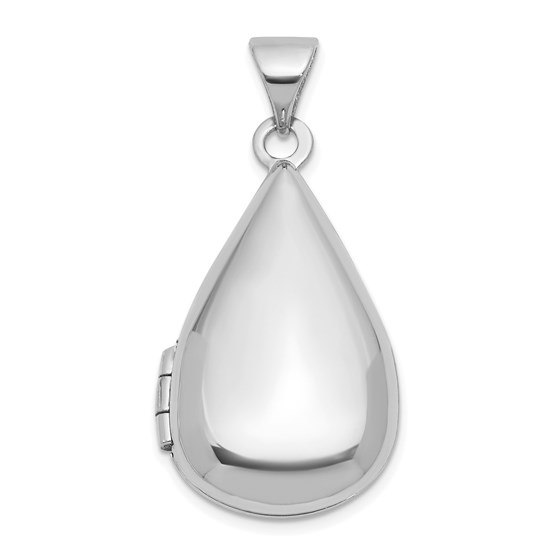 14K White Gold 21x13mm Teardrop Shaped Locket - 28.3 mm 14K White Gold 21x13mm Teardrop Shaped Locket - 28.3 mm