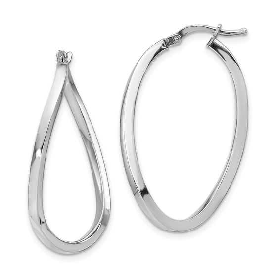 14K White Gold 2mm Polished Twisted Oval Hoop Earrings - 36.6 mm 14K White Gold 2mm Polished Twisted Oval Hoop Earrings - 36.6 mm