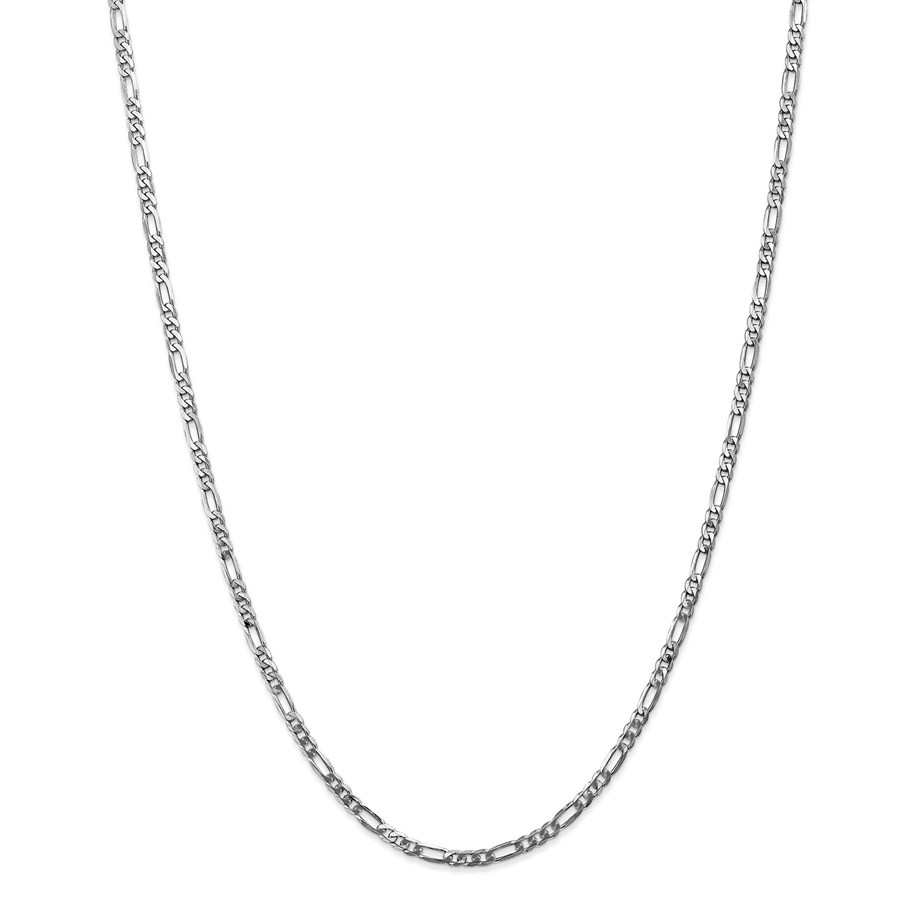 14k White Gold 3.0 mm Flat Figaro Chain - 22 in.