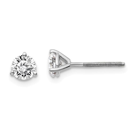 14k White Gold 3/4ct Lab Grown Diamond 3-Prong Earring 14k White Gold 3/4ct Lab Grown Diamond 3-Prong Earring