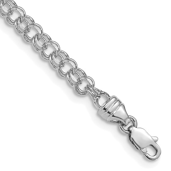 14K White Gold 3.75mm Solid Double Link Charm Bracelet - 7 mm 14K White Gold 3.75mm Solid Double Link Charm Bracelet - 7 mm