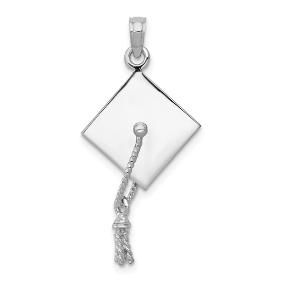 14k White Gold 3-D Graduation Cap w/Moveable Tassel Pendant 14k White Gold 3-D Graduation Cap w/Moveable Tassel Pendant