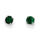 14k White Gold 3 mm Emerald Stud Earrings