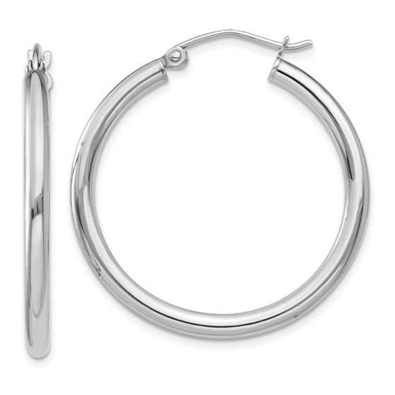 14k White Gold 30 mm Round Hoop Earrings 14k White Gold 30 mm Round Hoop Earrings