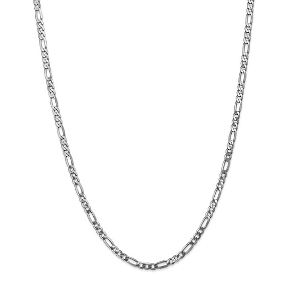 14k White Gold 4.0 mm Flat Figaro Chain - 26 in. 14k White Gold 4.0 mm Flat Figaro Chain - 26 in.