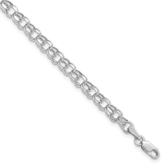 14K White Gold 4.5mm Hollow Double Link Charm Bracelet - 7 mm 14K White Gold 4.5mm Hollow Double Link Charm Bracelet - 7 mm