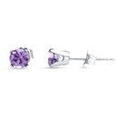 14k White Gold 4 mm Amethyst Stud Earrings