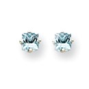 14k White Gold 4 mm Aquamarine Earrings