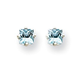 14k White Gold 4 mm Aquamarine Earrings 14k White Gold 4 mm Aquamarine Earrings