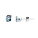 14k White Gold 4 mm Aquamarine Stud Earrings