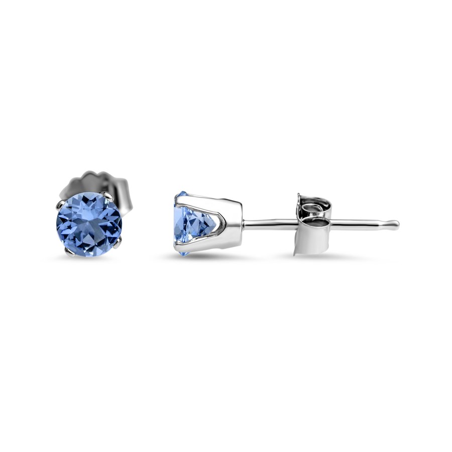 14k White Gold 4 mm Blue Topaz Stud Earrings
