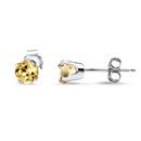 14k White Gold 4 mm Citrine Stud Earrings