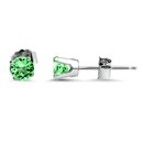 14k White Gold 4 mm Emerald Stud Earrings