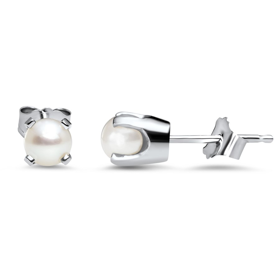 14k White Gold 4 mm Freshwater Pearl Stud Earrings