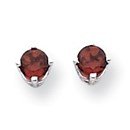 14k White Gold 4 mm Garnet Earrings
