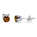 14k White Gold 4 mm Garnet Stud Earrings