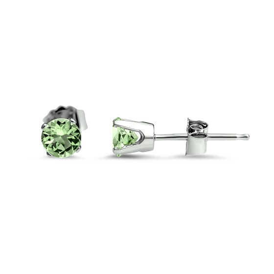 14k White Gold 4 mm Peridot Stud Earrings
