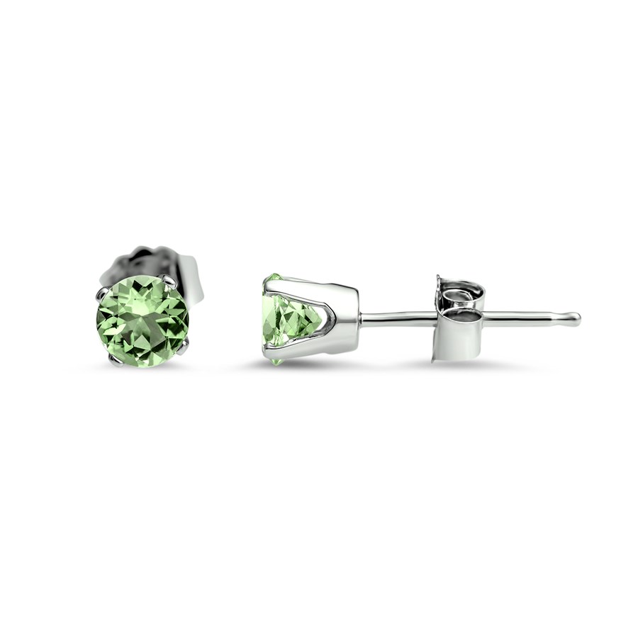 14k White Gold 4 mm Peridot Stud Earrings
