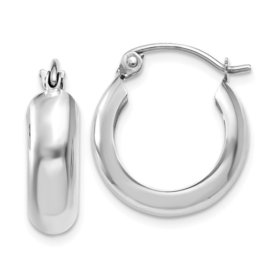 14k White Gold 4 mm Round Hoop Earrings 14k White Gold 4 mm Round Hoop Earrings