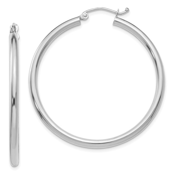 14k White Gold 40 mm Round Hoop Earrings 14k White Gold 40 mm Round Hoop Earrings