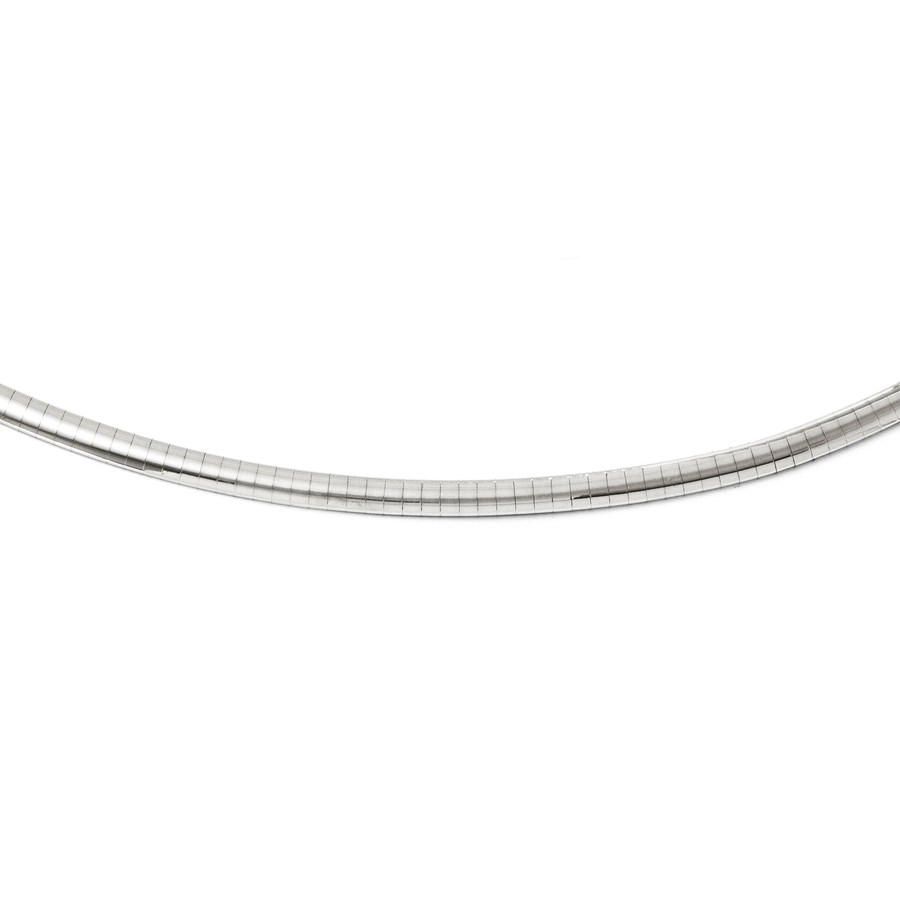 14K White Gold 4mm Domed Omega Necklace - 16 in.