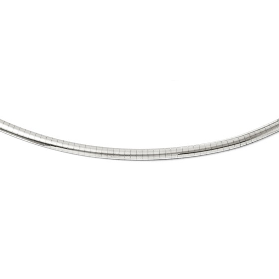 14K White Gold 4mm Domed Omega Necklace - 16 in. 14K White Gold 4mm Domed Omega Necklace - 16 in.