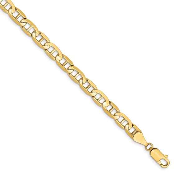 14k White Gold 5.25 mm Concave Anchor Chain - 7 in. 14k White Gold 5.25 mm Concave Anchor Chain - 7 in.