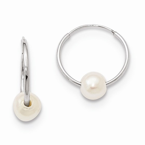 Buy 14k Wht Au 5-6mm Cul Pearl Endless Hoop Earrings | APMEX