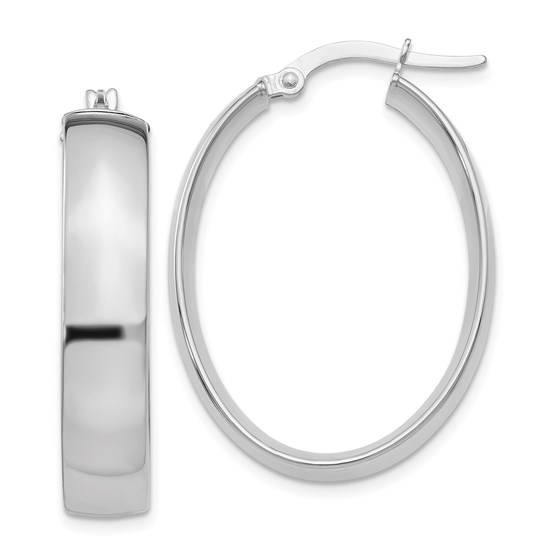 14k White Gold 5.75 mm Polished Oval Hoop Earrings 14k White Gold 5.75 mm Polished Oval Hoop Earrings